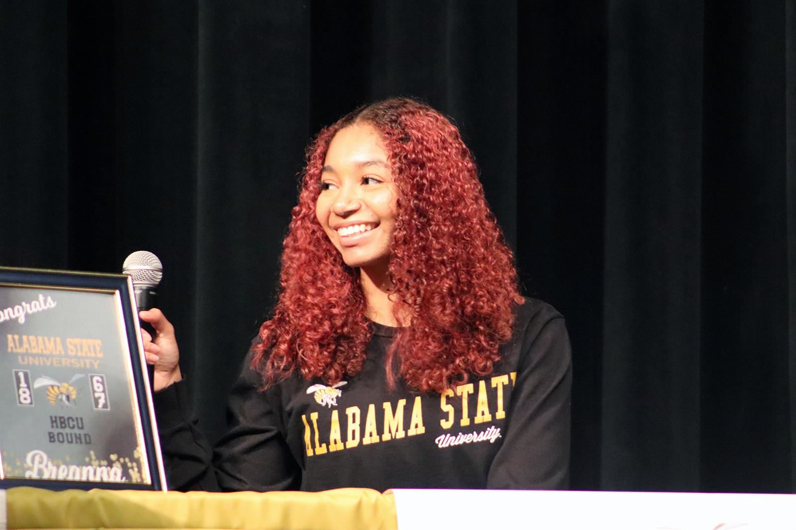 Cypress Springs High School senior Breanna Swanson signed her letter of intent to play volleyball at Alabama State University